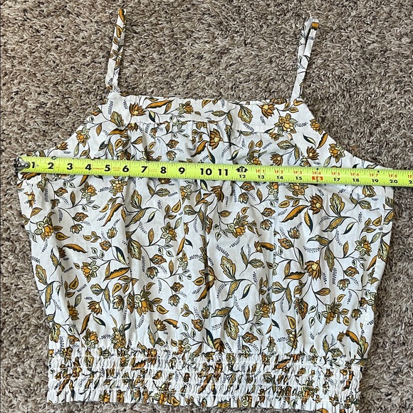 Loft Floral Tank Rushed banded Cotton botton Top Large - Picture 7 of 10